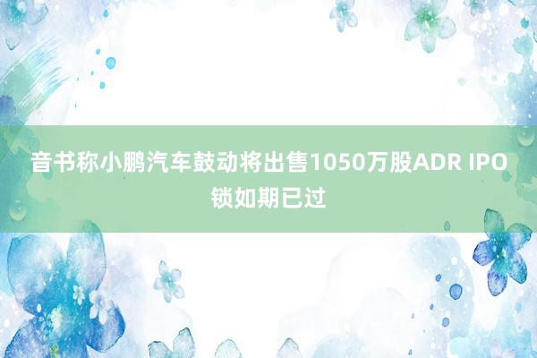 音书称小鹏汽车鼓动将出售1050万股ADR IPO锁如期已过